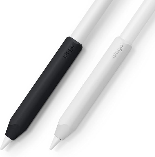 elago Silicone Grip [2 Pack] Compatible with Apple Pencil 2nd Generation, Premium Silicone Holder, Ergonomic Design Sleeve, Compatible with Magnetic Charging & Double Tap (White/Black)