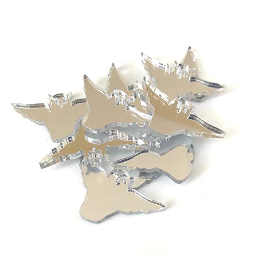 Super Cool Creations Owl Shaped Crafting Mirrors, Set of 10, Many Colours, Shatterproof Acrylic, Black, Pack of 10 x 3cm