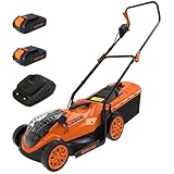 GARCARE 40V Cordless Lawn Mower - 14" Cutting Width, 5-Level Height Adjustment, 2x20V 2.0Ah Battery & Fast Charger, Lightweight Push Mower