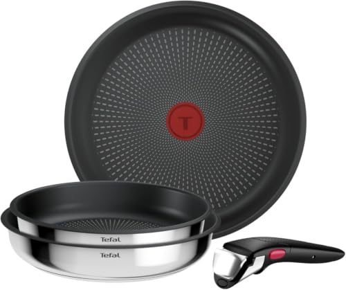 Tefal Ingenio Comfort Max - Juego de 3 Sartenes, Acero inoxidable