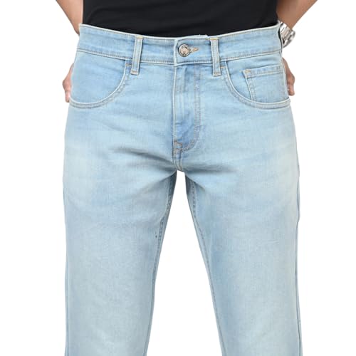 Image of WROGN Men's Stretch Denim Jeans | Straight Fit | Casual Style | Mid Rise