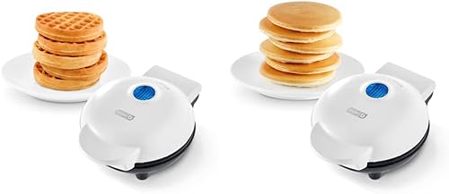 DASH Mini máquina para waffles individuales 4 pulgadas blanco y mini máquina de plancha redonda eléctrica color blanco