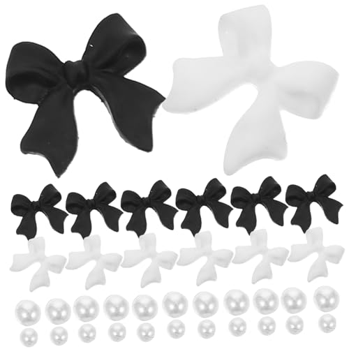 PACKOVE Elegant Nail Art Charms Set Bowtie Pearls Beads Embellishments for DIY Manicure Decorations