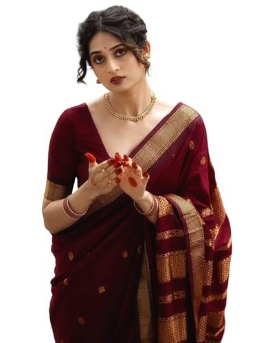 Image of SIRIL Women's Banarasi Kanjivaram Soft Silk Jacquard Saree with Unstitched Blouse Piece