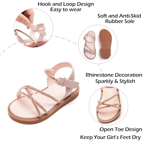 Image of PHIRAMIN Toddler Flower Girl Sandals - Girl Dress Shoes Toddler Little Kid Wedding Party