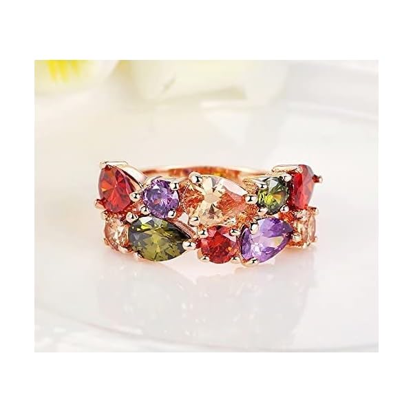 Yellow Chimes Crystal Rings For Women | Adjustable Ring Multicolor Swiss Cubic Zircon Crystal Ring | Rose Gold Plated Finger Ring for Girls | Birthday Gift For Girls & Women Anniversary Gift for Wife - Image 7