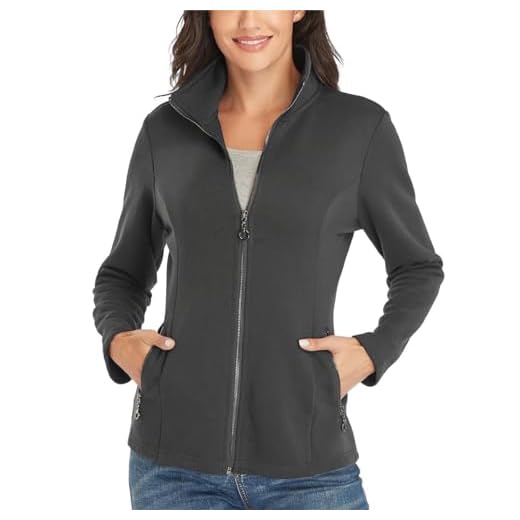 Dilgul Sudadera sin Capucha para Mujer de Otoño Sudadera con Bolsillo, Manga Larga Cremallera Casual Correr Fitness