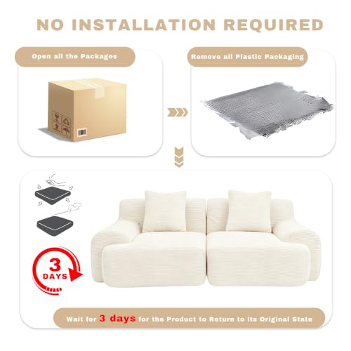 Image of Loveseat Modular Sectional Sofa, Modern 2 Seat Couch with Deep Seat