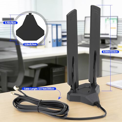 Image of Eightwood WiFi 7 Antenna Tri-Band 6GHz 5GHz 2.4GHz RP-SMA Antenna with Magnetic Base for PC Desktop Computer Gaming Motherboard PCIe Bluetooth Card WiFi 7 Router