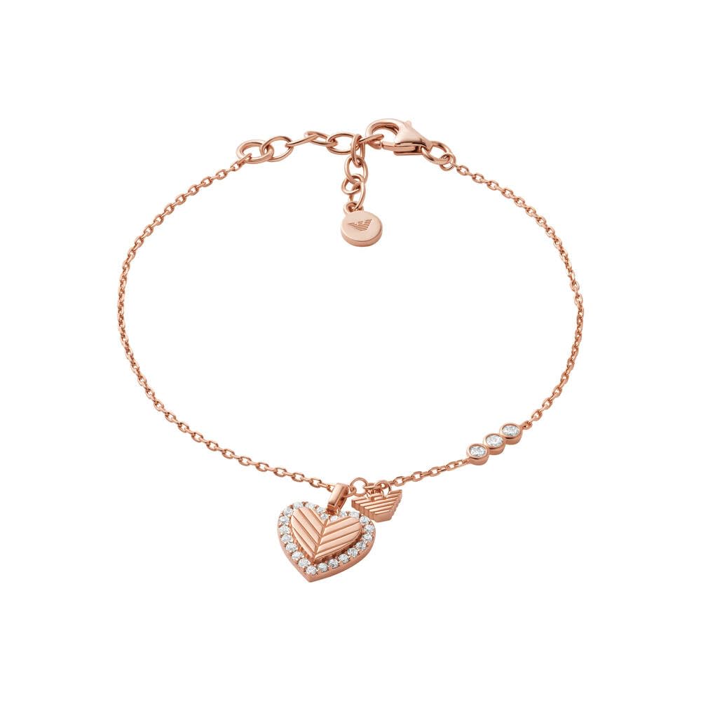 Emporio Armani Multicolored Rose Gold-Tone Sterling Silver Station Bracelet