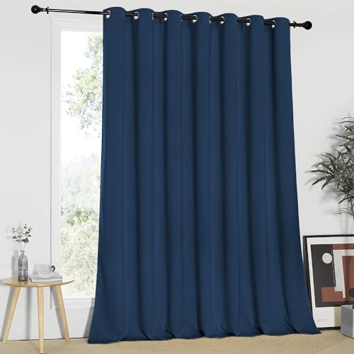 NICETOWN Blackout Patio Curtains 100 x 95 Inches Long for Sliding Door Extral Wide Blackout Curtain Panels Thermal Insulated Room Divider - Grommet Top, 100" W x 95" L, 1 Panel, Moroccan Blue