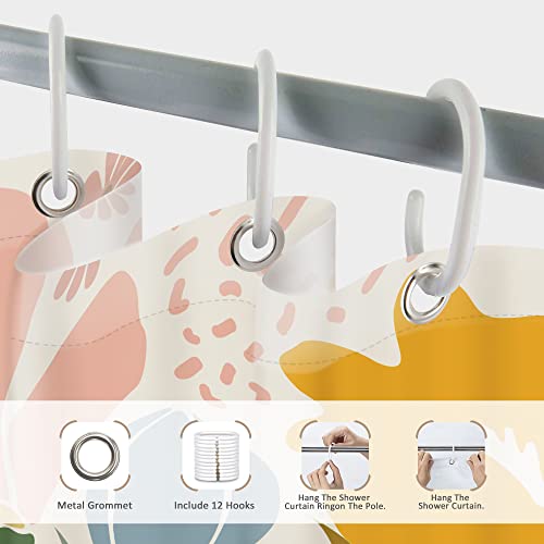 Glawry Abstract Floral Shower Curtain 60Wx72L Inches Boho Flowers Aesthetic Contemporary Matisse Bathroom Curtains Set Modern Vintage Bath Accessories Art Home Decor Fabric 12 Pack Hooks #TOP6