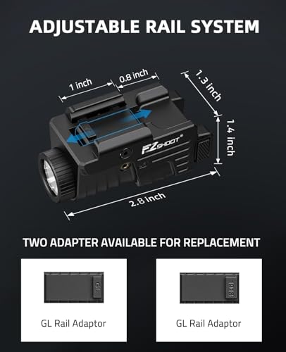 Image of EZshoot 800 Lumens Pistol Light Laser Combo Rechargeable, Pistol Flashlight with Slidable Rail Compatible with Glock and Picatinny Rail, Gun Light with Red Laser Beam