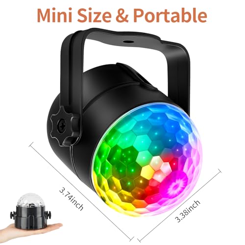 Disco Ball Light, Sound Activated Party Strobe Light, DJ Rave Lights with Remote, LED Stage Lights for Karaoke Birthday Christmas Halloween Decorations Indoor
