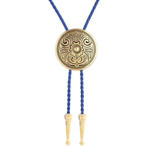 Image of GelConnie Floral Bolo Tie for Men Womens Bolo Tie Necklace Native American Black Men's Bolo Ties Western Cowboy Bolero Ties
