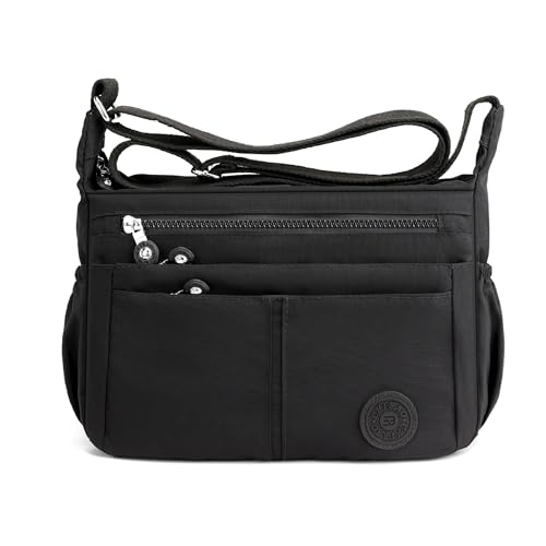 DEEVORCA Casual Bolso De Hombro Mujer Moda Múltiples Bolsillos Bolsos Cruzados Simple Ligero Nylon Impermeable Bolsas De Mensajero Trabajar Fiesta Viajar Bolso Satchel Negro DEEVORCA Casual Bolso De Hombro Mujer Moda Múltiples Bolsillos Bolsos Cruzados Simple Ligero Nylon Impermeable Bolsas De Mensajero Trabajar Fiesta Viajar Bolso Satchel Negro