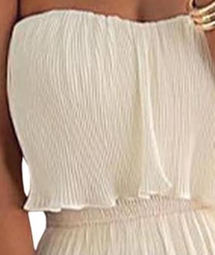 Sexyshine Women's Tube Top Ruffled Tiered Maxi Dress Sleeveless Backless Bodycon Smocked Shirred Party Holiday Long Dress3