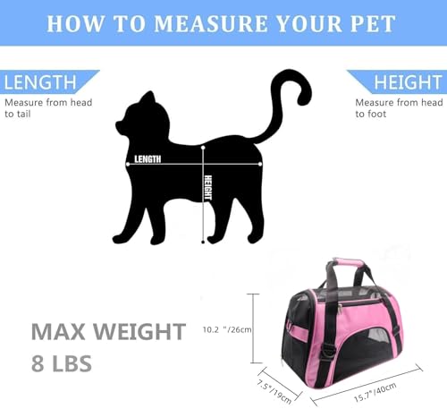 Image of Pet Carrier Bag,Small Cat Carrier Kitten Puppy little Dog Carrier for Travel Airline Approved Small Animal (Pink, S)