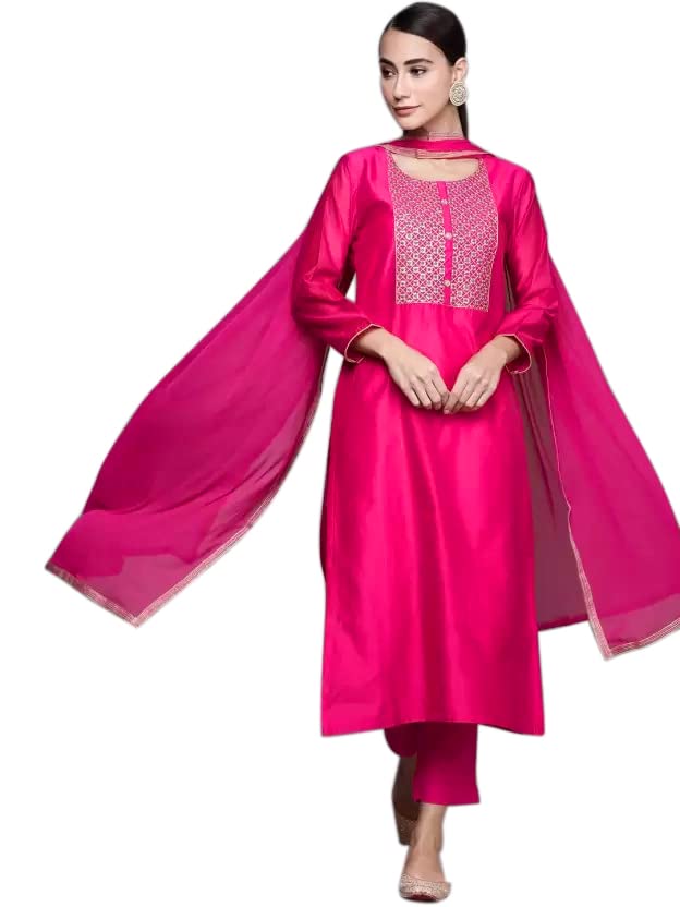 Kurta droite en mélange de soie pour un vêtement de fête confortable en taille L