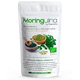 Moringa y Espirulina Ecológica -120 Cápsulas - Cultivadas en España - Mejora Vitalidad y Apoya el Sistema Inmunitario