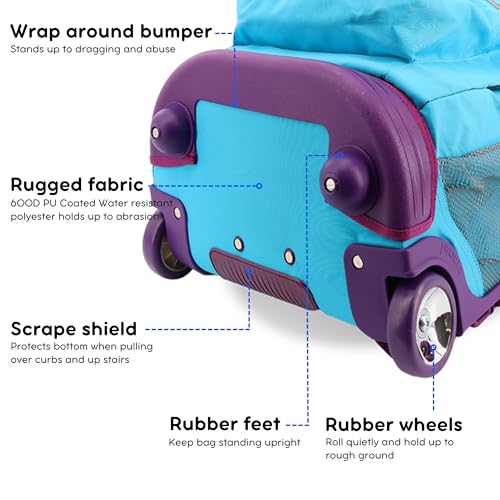 Image of J World Sundance Laptop Rolling Backpack for Girls Boys. Roller Bookbag with Wheels, 20 Inch, Sky Blue