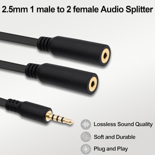 2.5mm Splitter Audio y Cable Adaptador 30cm 2pcs miniatura 5