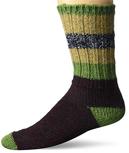 Woolrich Unisex-Adult's Merino Stripe Ragg Wool Sock, Ivy, Large