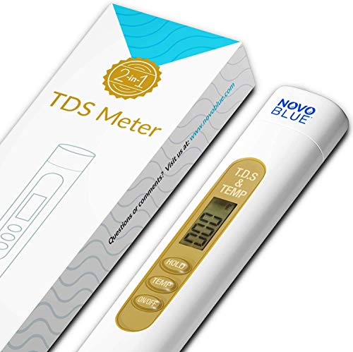 TDS Meter by NovoBlue - 2-in-1 Digital Tester Pen for Drinking Water, Hydroponics, Coffee, Aquarium, Pool, Hot Tub, Spa, Filtration, RO System - Detect PPM, EC, and Hardness