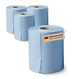 1x Alfa blaue saugstarke Papierrolle 500 Tücher (2-lagig) perforierte Papiertücher | Putztuchrolle für Industrie, Werkstatt, Baustelle und Haushalt