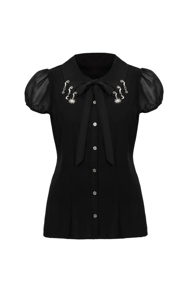 Hell Bunny Unisex Black Charming Blouse
