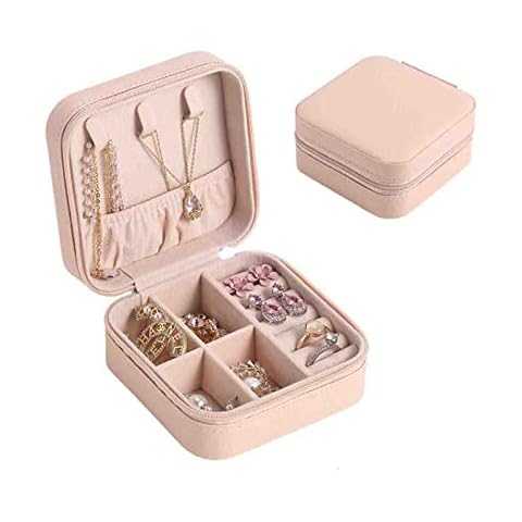 LQWYALG Personalized Jewelry Boxes,Simple Ins Macaron Color Jewelry Storage Box Home Travel Earring Necklace Ring Storage Jewelry Box,Portable Storage Jewelry Box (pink) Cover