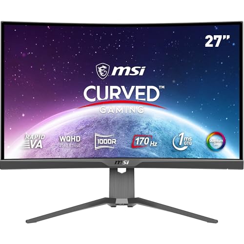{Monitores 27 Pulgadas Qd 144Hz Monitores MSI mag 275CQRF-QD - Monitor Curvo Gaming de 27' WQHD 2560 x 1440, Rapid VA Panel, 170Hz / 1ms GTG, AMD FreeSync Premium, HDR...