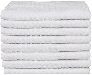 DG Collections Kitchen Dish Towels, 100% Natural Cotton, Set of 8 (15x25 Inches), Multi-Purpose Kitchen Terry Towels, Very Soft, Highly Absorbent, Lint Free, White Tea Towels for Kitchen Decor