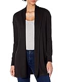 Bequeme, fließende Passform Amazon-Marke: Daily Ritual, Damen-Strickjacke, offen, bequem, gestrickt, Black, US S (EU S - M)