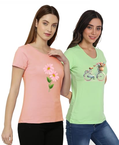 Image of NIVIK Cotton T-Shirts for Summer | Printed, Cotton Tops & T-Shirts. Combo of 5 Tops for Women & Girls