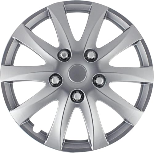 Pilot Automotive WH526-15S-BX 15 Inch Toyota Camry Style Silver Universal Hubcap Wheel Covers for Cars - Set of 4 - Fits Most Cars