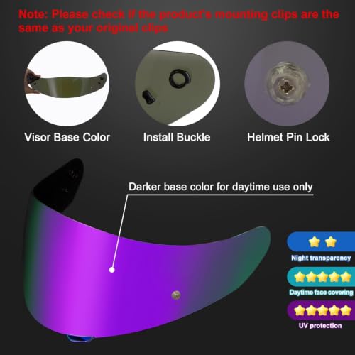 Image of PSLER Shatterproof Helmet Visor for HJ17,C90,C91,SY&CL-MAX 3,Deep Purple | Impact-Resistant ,UV400 Protection, Motorcycle Tinted Face Shield for HJ17,C90,C91,CL-MAX 2, IS-MAX BT, SY-MAX 3, IS-MAX 2