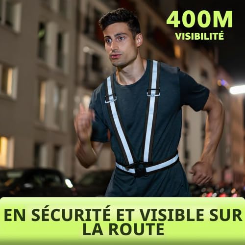 AVANA Gilet de sécurité réfléchissant réglable - Léger - Haute visibilité - Pour jogging, vélo, course à pied, moto - Pour adultes et adolescents - Noir – vue 3