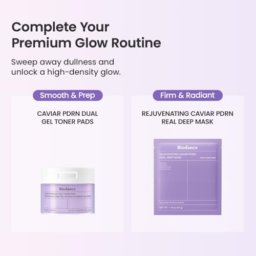 Image of BIODANCE Caviar PDRN Dual Gel Toner Pads, Gentle Exfoliator & Firming Korean Toner Pads, Dual Sided Hydrating Pads with Tweezers, Korean Skin Care | 60 Pads