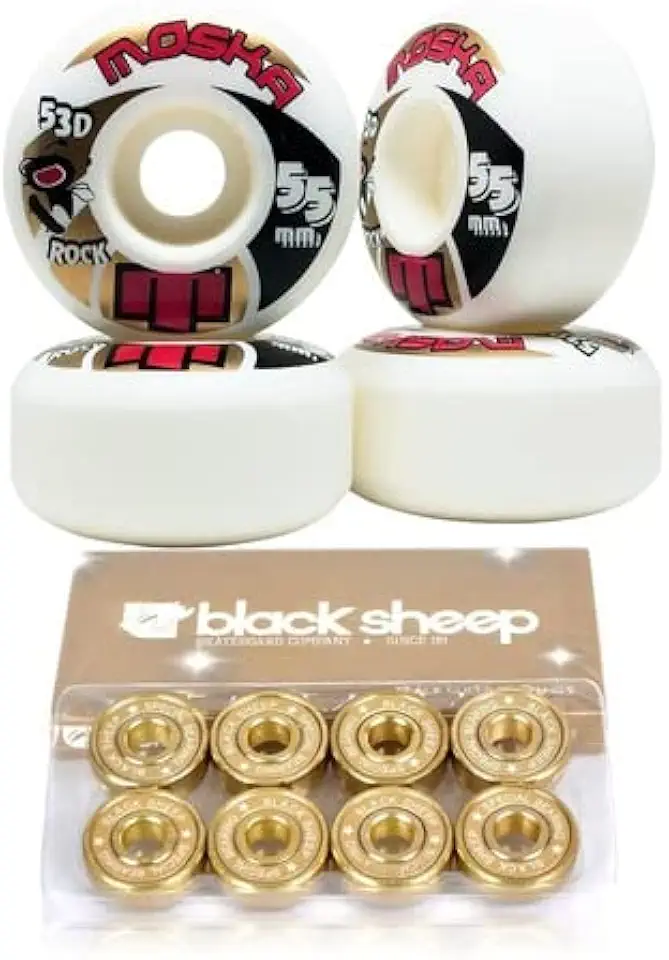 Roda Moska Skate 55mm Branca + Rolamento Black Sheep Gringo