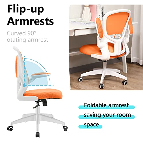 Felixking Office Chair, Ergonomic Desk Chair With Adjustable Height, Swivel Computer Mesh Chair With Lumbar Support, Flip-Up Arms And Soft Cushion, Backrest With Breathable Mesh (Orange) #TOP5