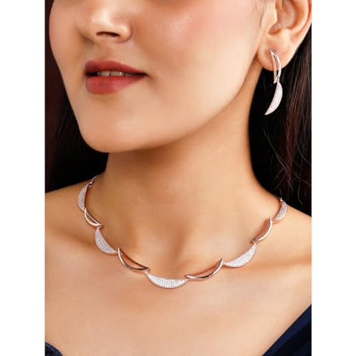 Image of Rubans Necklace Set American Diamond Cubic Zirconia Jewellery Gift for Women & Girls