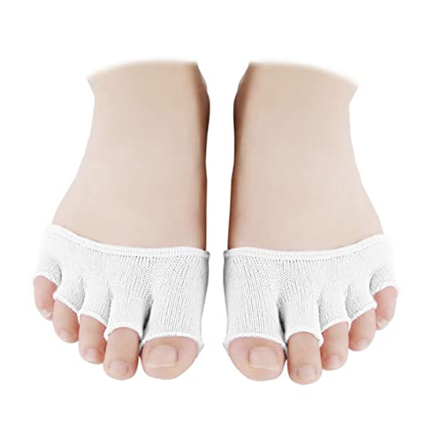 FOMIYES Open Toe Socks Women White Ankle Footies Cotton Half Socks Forefoot Support Pad for Yoga