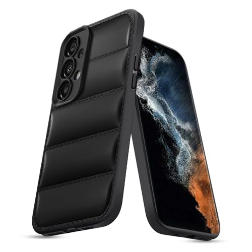 KARWAN® Puffer Edition Silicone Case Cover for Samsung Galaxy A73 | Scratch Resistance Mobile Cover, Camera Protection Case Compatible with Black- Best and cheap mobile covers in India