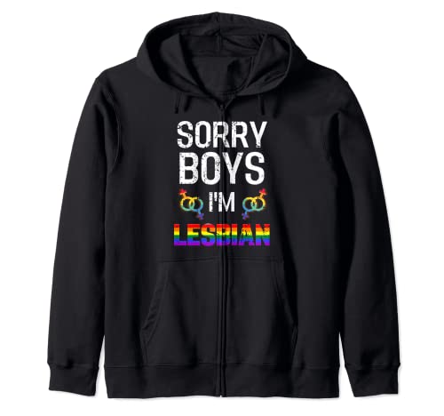 Sorry Boy I'm Lesbian Rainbow Flag Funny LGBT Pride Forbici Felpa con Cappuccio