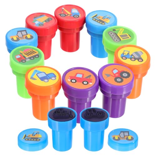 Supvox Lot de 20 tampons colorés pour chantiers de construction, avec motifs de construction, cadeaux de fête, récompenses et accessoires de scrapbooking,...