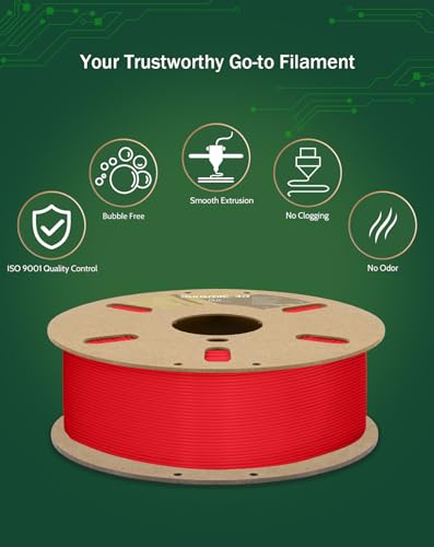 Image of DURAMIC 3D PLA Filament Basic for 3D Printer Neatly Wound Easy Printing | 3D Printing Filament 1.75mm, Dimensional Accuracy + /- 0.02 mm, Fit Most FDM 3D Printers 1KG PLA Rouge Red