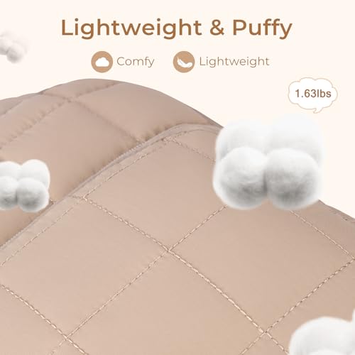 Image of CLUCI 17.3 Inch Laptop Backpack for Women, Anti Theft Travel Backpack, Puffer Quilted Work Backpack, Water Resistant College Bookbag, Carry on backpack with RFID (Khaki)