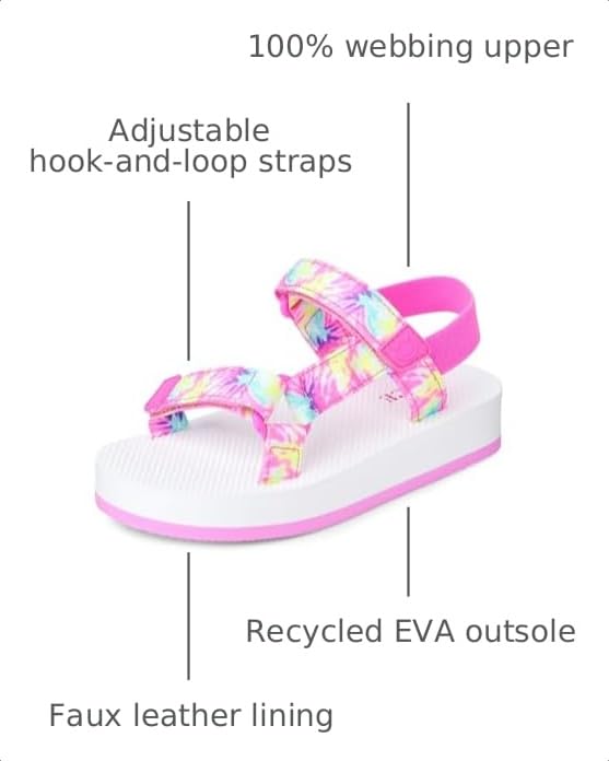 Image of The Children's Place Girls' Girls Sporty Sandals With Adjustable Straps