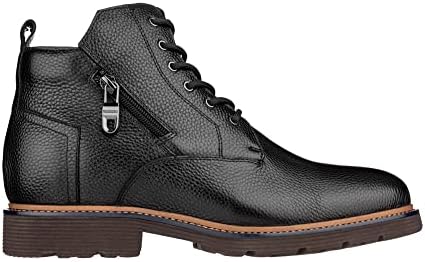 CALTO Men's Invisible Height Increasing Elevator Shoes - Black Premium Leather Lace-up Cap-Toe Dress Casual Boots - 2.8 Inches Taller - Y42071 - Size 7.5 D(M) US